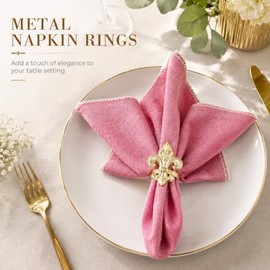 Servilleteros de oro - Juego de 12 servilleteros decorativos de metal para bodas, mesas de comedor y decoración elegante de mesa, fácil de usar
