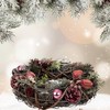 Christmas Advent Wreath Made of Multiple Materials Round with Pink/Green/Brown