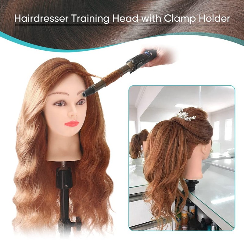 Hairdressing Head, Soft Synthetic Hair Hairdressing Head 24 Inch Professional