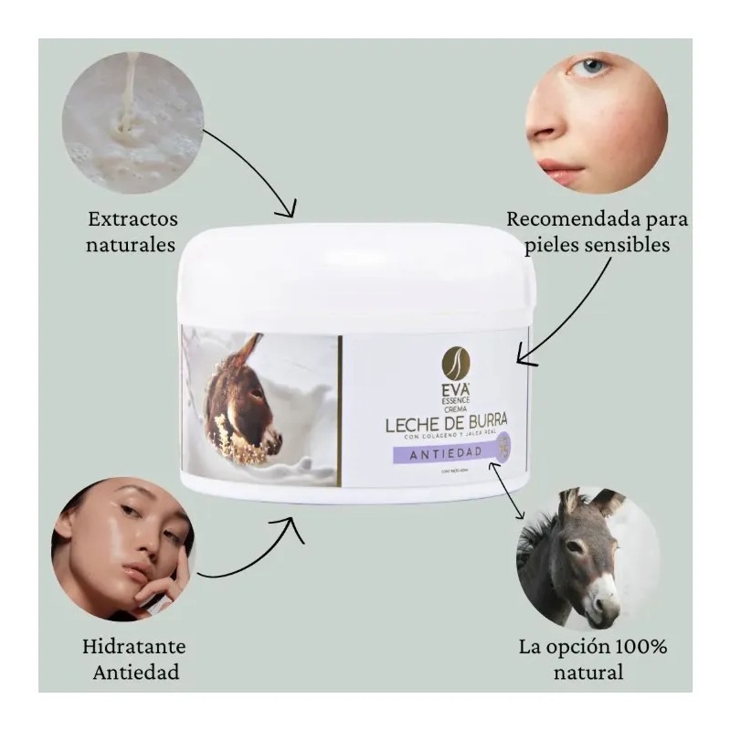 3 Cremas Sólidas Hidratantes Leche De Burra Eva Essence Sensible