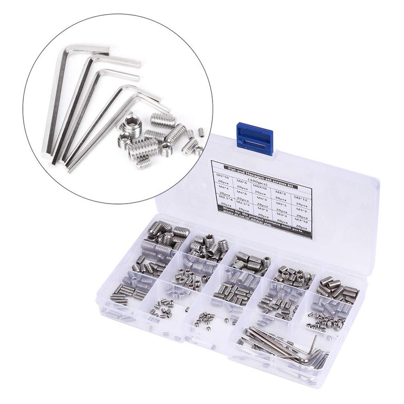 300 piezas M2.5-M8 304 kit de tornillo de cabeza plana