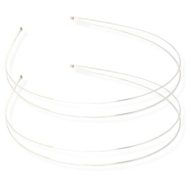 Topkids Accessories 2 x Thin Metal Headband Men Boys Adults Women Girls Black Gold Silver Plain Styling Handles (Double Silver)