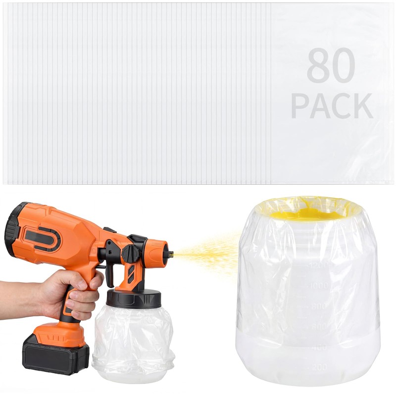 Fuyoooo 80 Pcs Paint Sprayer Cup Liners, 7.8'' x 11.8''