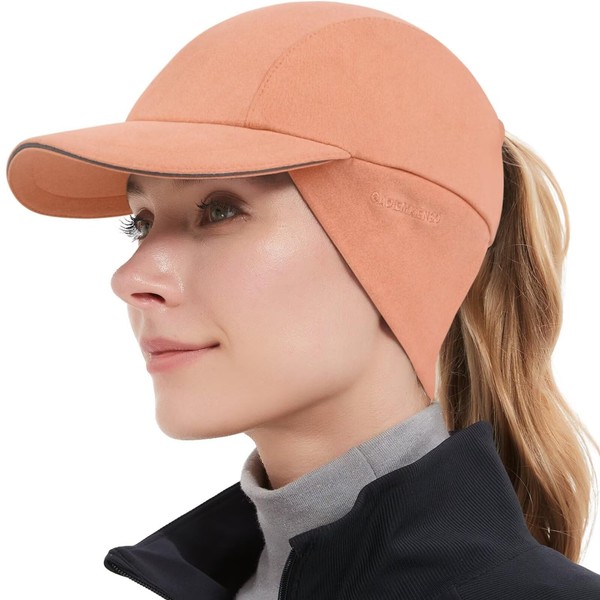 GADIEMKENSD Women's Winter Reflective Fleece Ponytail Hat with Drop Down