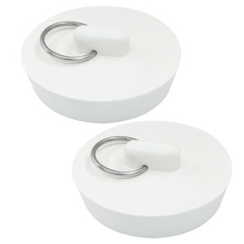 ISDVBUY 2 Pack Durable Rubber Drain Stopper, Fits 2 Inch Bathtub Drain Plug Hanging Ring, Bathroom Sink Stopper for Kitchen and Bathroom White
