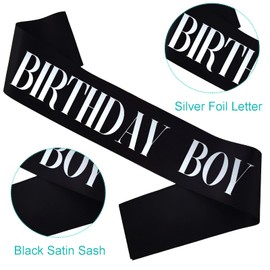 KETAOO 9PCS Birthday Squad Sashes for Boy, Black Birthday Boy Sash Set for Funny 10th 11th 13th 16th 18th 21st or Other Birthday Party Favors Decorations