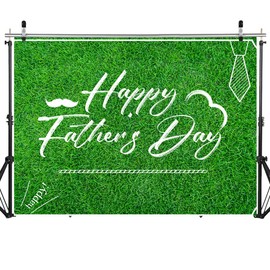 SJOLOON 6x4FT Happy Father’s Day Backdrop with Green Grass for Fathers Day Party Supplies Studio Props 12799
