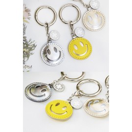 Salon de Alphard Smile Nico-chan Women's Bag Charm Keychain Made in Italy Cowhide Leather, Cute, Made in Japan, yellow