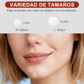 792 Parches Cosméticos de Día y Noche, Parches Redondos y Transparentes para Granos y Espinillas, Calcomanías Ultra Finas de 9mm y 12mm, Cobertura Inv
