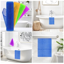 4 Pieces African Net Sponge for Deep Exfoliation – 4-Pack Bath Sponge, Stretchable, Long-Lasting Mesh, Removes Dead Skin, Quick-Drying for Smooth & Glowing Skin(Blue, Orange, Green, Purple)