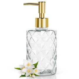 Topsky Glass Soap Dispenser with Plastic Pump,330ml Liquid Hand Soap Dispenser, Rustproof Pump for Kitchen & Bathroom,Great for Lotions,Essential Oil,Liquid Soaps Clear