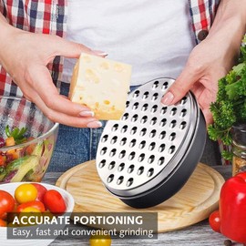 Cheese Grater with Container,Coarse and Fine 2 Size Lid,Stainless Steel Box Grater,Vegetable Chopper,Ginger Graters, Anti-Slip Kitchen Vegetable Chopper, Carrot Graters