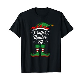 Big Brother Elf Elf Family Costume Christmas Boys T-Shirt, black