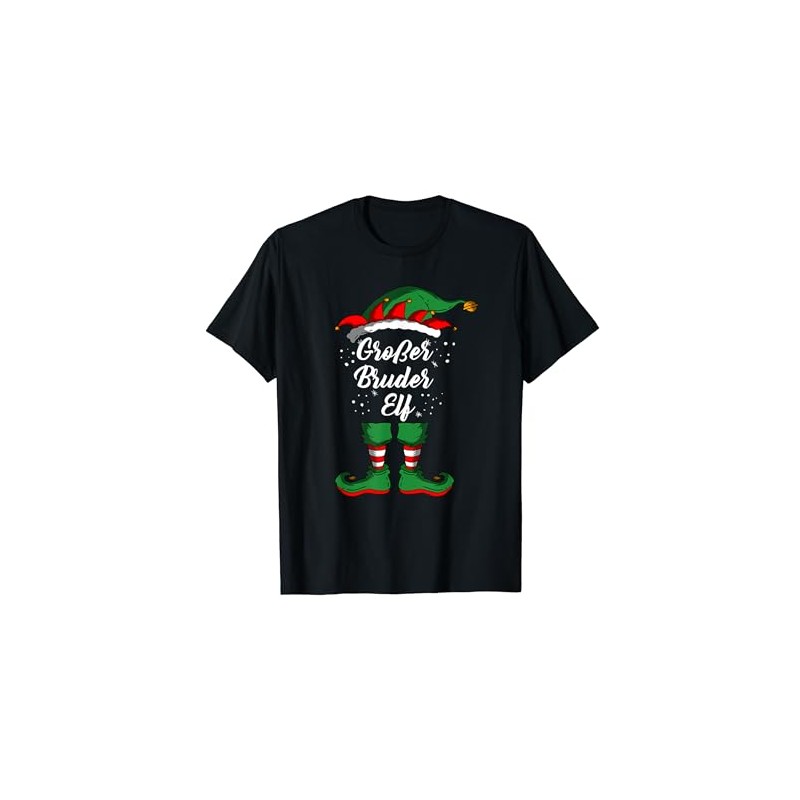 Big Brother Elf Elf Family Costume Christmas Boys T-Shirt, black