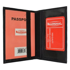 Travel Genuine Leather Passport Card Holder Case Protector Cover Organizer Wallet (Black)
