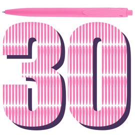 Aozora Pens Bulk 30 Pack Click Pens No Bleed Wholesale Retractable Ballpoint Pens Medium Point,Smooth Ink Pens for Journaling School Office Supplies 1.0MM (Pink Ink)