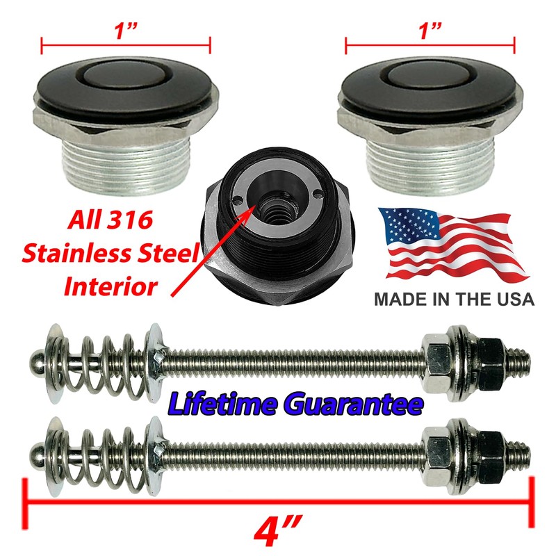 Pair (2) 1.00" Quick Push Button Latch Hood Pin USA