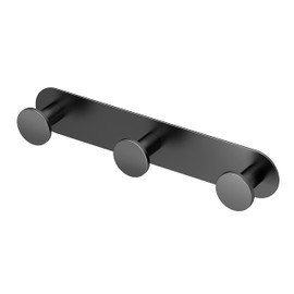Gatco 1282MX Modern Decor Wall Hook. Coat Hat Towel Robe Hook. for Entryway, Living, Kitchen, Bathroom, Bedroom. 3-Hook. Sturdy Matte Black on Premium Brass.
