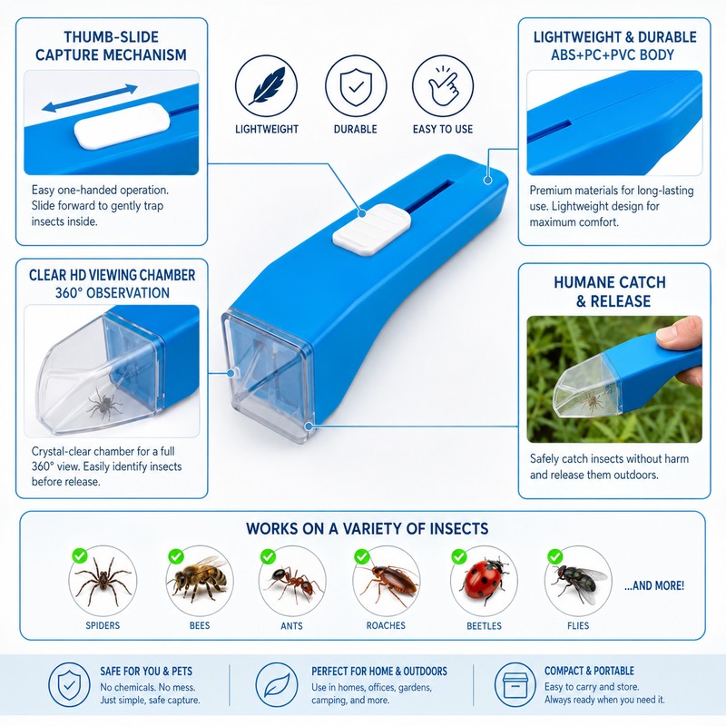Handheld Insect Catcher for Home & Garden Use – Clear
