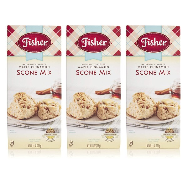 Fisher Naturally Flavored Maple Cinnamon Scone Mix, 14 Ounces, Pack of 3
