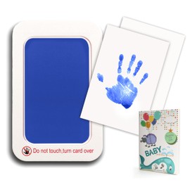 Baby Footprint Kit & Handprint Kit, Cat/Dog Paw Print Kit, Safe and Non-toxic Newborn Ink Print Kit, 1 x Baby Handprint Ink Pad and 2 x Ink Print Cards for baby gift and keepsake, 1 pcs Blue
