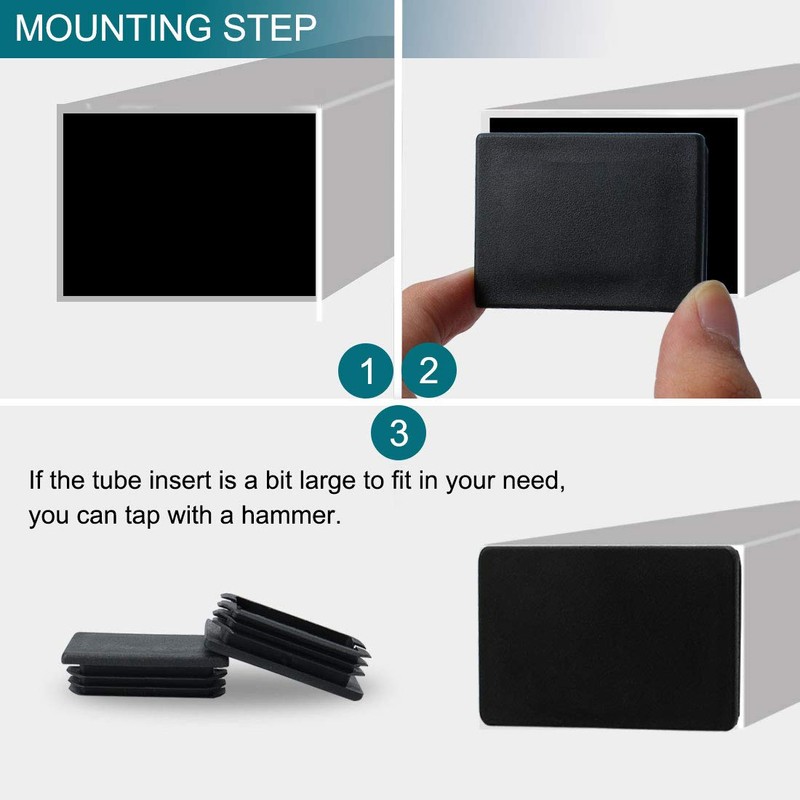 sourcingmap 10pcs 30 x 60mm Plastic Rectangle Ribbed Tube Insert