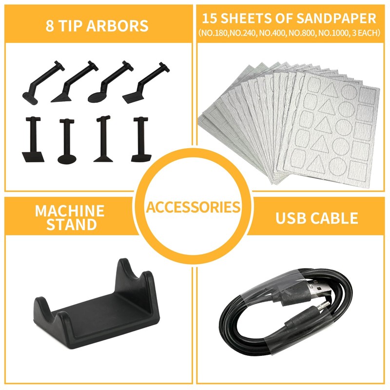 Bucasso Cordless Pen Sander, 5-Speed and USB Charging with LED