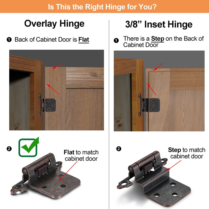 Vallecloud 4 Pack (2 Pair) Antique Copper Self Closing Cabinet