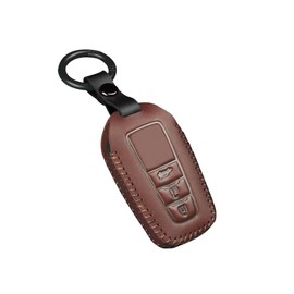 RAGBUSCLE Key Fob Cover Key Fob Case ion Shell PU Leather ive Button Key Covers w/Keychain Ring Compatible with Toyota Compatible with RAV4 Prius Avalon Corolla Prado CHR Camry Highlander 4Runner, Br