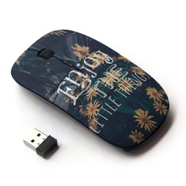 KawaiiMouse [ Optical 2.4G Wireless Mouse ] Enjoy The Little Things Sunflower Text