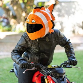 Moto Loot Helmet Cover for Motorcycle Helmet, Fun Rides and Gifts (Cover Only. Helmet Not Included) - Clown Fish