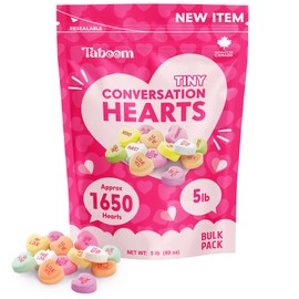 Tiny Conversation Hearts Candy Bulk Pack - 5 lb Hard & Crunchy Valentine's Candy Heart Shapes in Resealable Bag for Buffets, Candy Exchange, Snacks & Treats