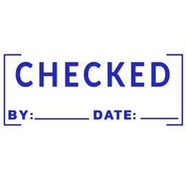 Printtoo Checked by Date Self Inking Rubber Stamp Pre-Inked Office Stamp- Home Office Business Stationery, 47 x 20 mm Blue