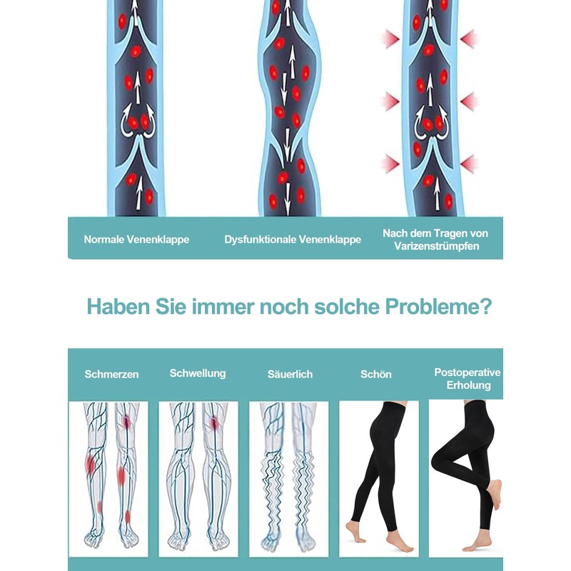 Evolyline Medical Compression Tights Women Men Long 15-20 mmHg Class