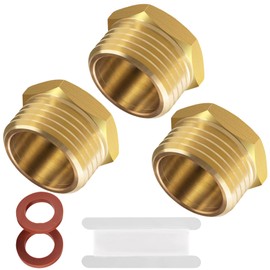 Brass 3/4" GHT Garden Hose End Cap,3/4" GHT Garden Hose End Plug,Garden Hose Male and FemaleThreaded End Cap Plug (3male)
