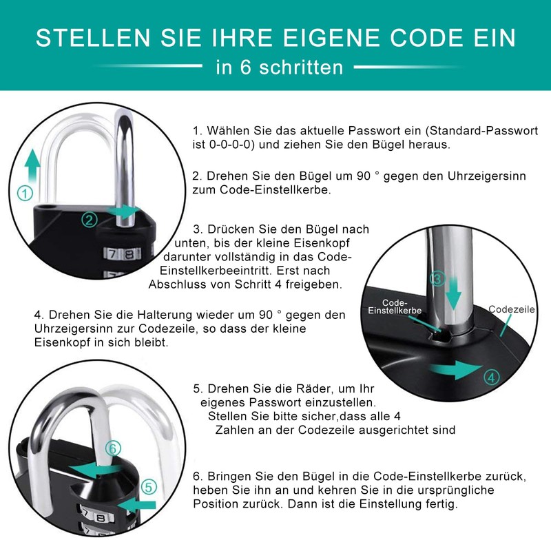 Padlock Combination Locks, Zhege Locks with Combination Code 4 Digit,