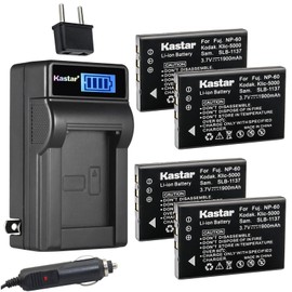 Kastar 4-Pack NP-60 NP60 Battery and LCD AC Charger Compatible with Universal Remote Control URC MX 950 MX-950, URC MX 980 MX-980, URC MX 990 MX-990, URC MX 1200 MX-1200, URC X8 X-8