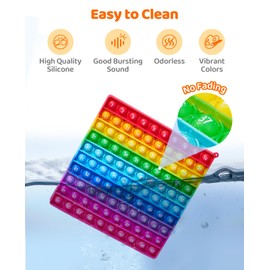 JoyCat 7.8in Pop Math Fidget Toys, Rainbow Square Counting Toy 100 Bubbles Stress Relieving Fidget Game for Teachers to Create Kinds of Math Manipulatives Games-with Numbers 1-100 Tables