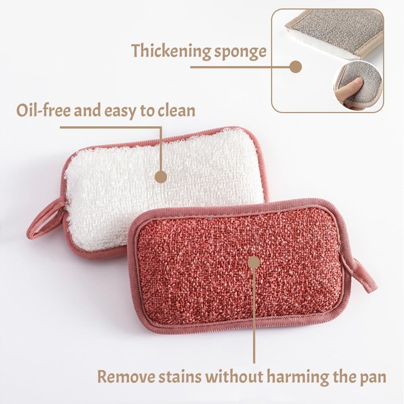 Set of 6 Washing Up Sponge, Scourer, Kitchen Sponge, Washable