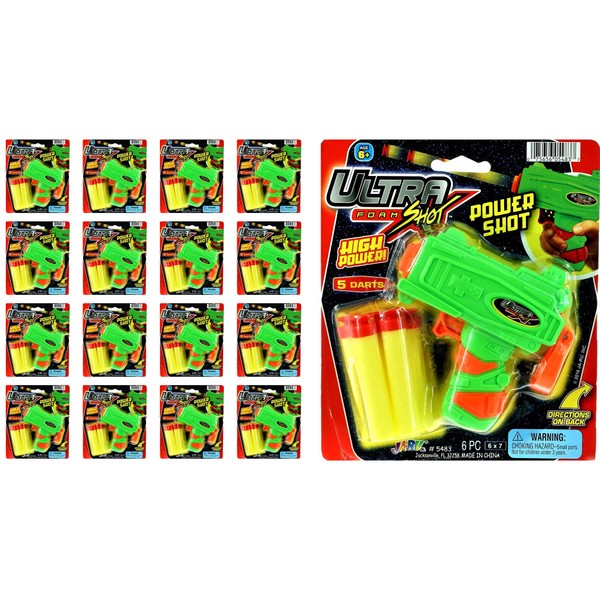 JA-RU Ultra Foam Shot Mini Pistol Dart Gun (12 Toy Guns Assorted) Plus 5 Small Soft Foam Darts Bullets for Kids & Adult, Boys Toys. Blaster Games. Party Favors Birthday Supplies Pinata Filler 5483-12p