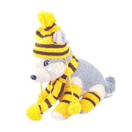 POPETPOP Dog Xmas Outfits Knitted Winter Dog Scarf Hat Set - Winter Warm Caps Neck Warmer Dog Costumes Knitted Scarf Hat Leg Warmers Winter Striped Knitted Hat Leggings for Small Dogs Puppy Dog Scarf