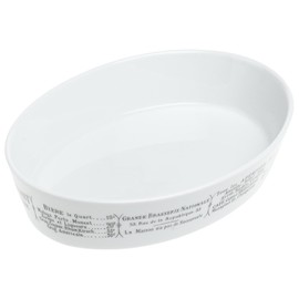Pillivuyt Brasserie Deep Oval Baker, 9x12.5 inch, White/Menu Print