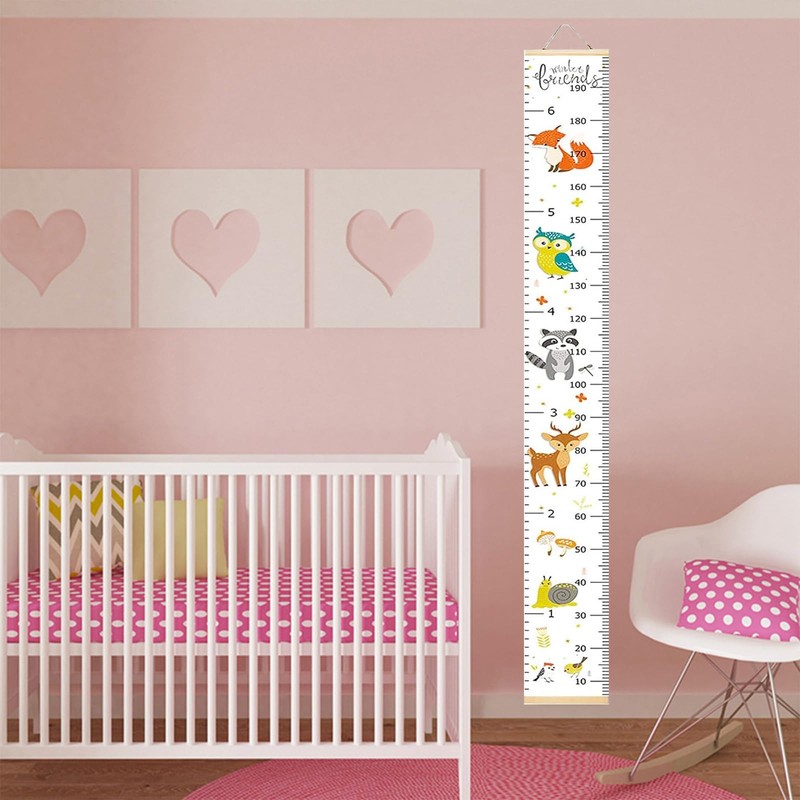 SYCARON Growth Chart Kids, Nursery Height Charts Canvas Wall Ruler