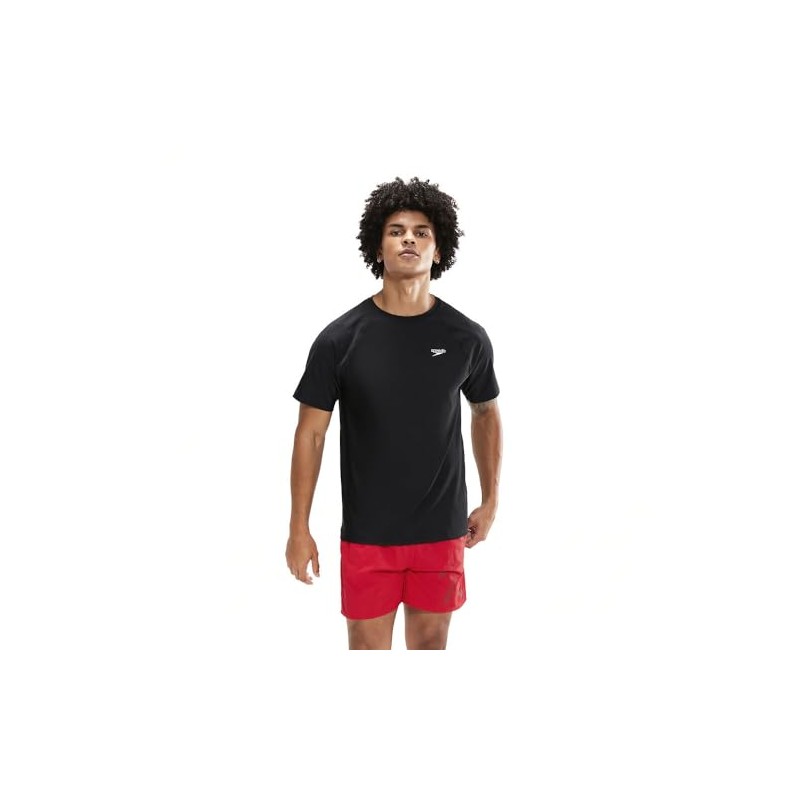 Speedo Men's Essential Short Sleeve Rash top, Black, Large