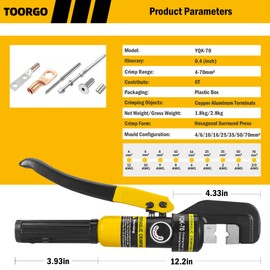 DOOROOM Hydraulic Crimping Tool, 12 AWG to 2/0 AWG Hydraulic Plier, 10 Ton Hand Crimping Tool for Wires, Terminal, Lug, Cable Crimper Kit with 9 Dies