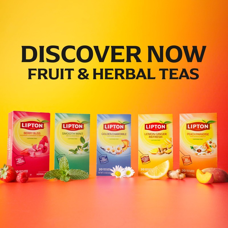 Lipton Peach Paradise Tea Bags, caffeine free Tea, Fruit and