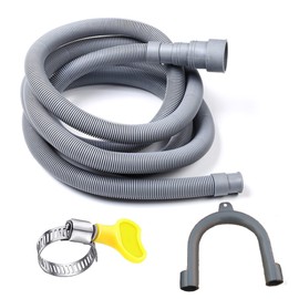 HLMOptimo 13 Feet Universal Washing Machine Drain Hose Flexible Dishwasher Drain Hose Extension Kits Corrugated Washer Hose w/ 1 Adapter 4 Hose Clamps 1 U-Bend Hose Holder