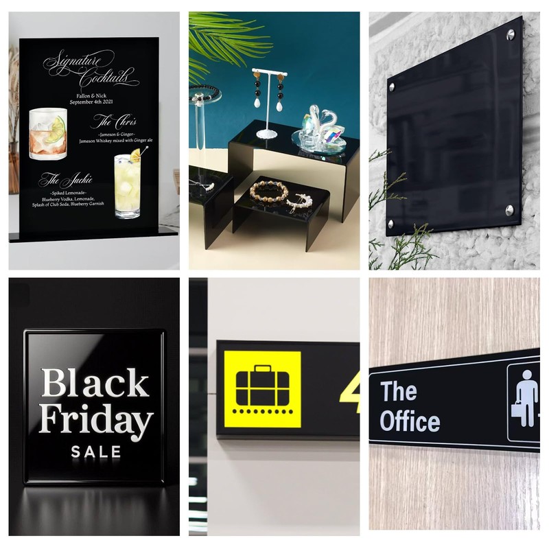 2 Pieces 5" x 7", 1/8"(3mm) Thick Black Acrylic Sheet