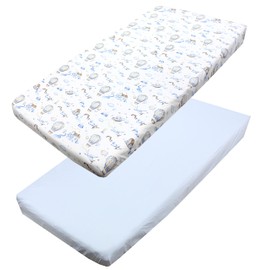 TupTam Baby Fitted Sheet for Baby Cot Bed Pack of 2, Colour: Hot Air Balloons Blue, Size: 70 x 140 cm