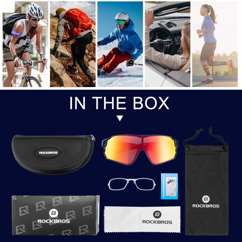 ROCKBROS Polarized Sunglasses, Sports Sunglasses, Bicycle, Ultra Lightweight, UV400, Eyewear,